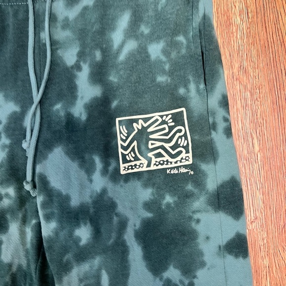 Men's Green Tie-Dye Joggers XS Keith Hering - Picture 2 of 4